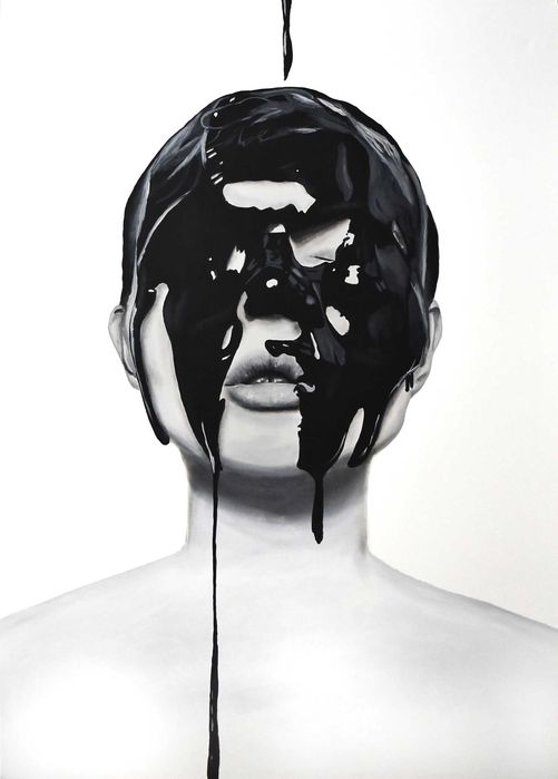 Duży obraz ręcznie malowany 100x140 cm | czarno biały abstrakcja