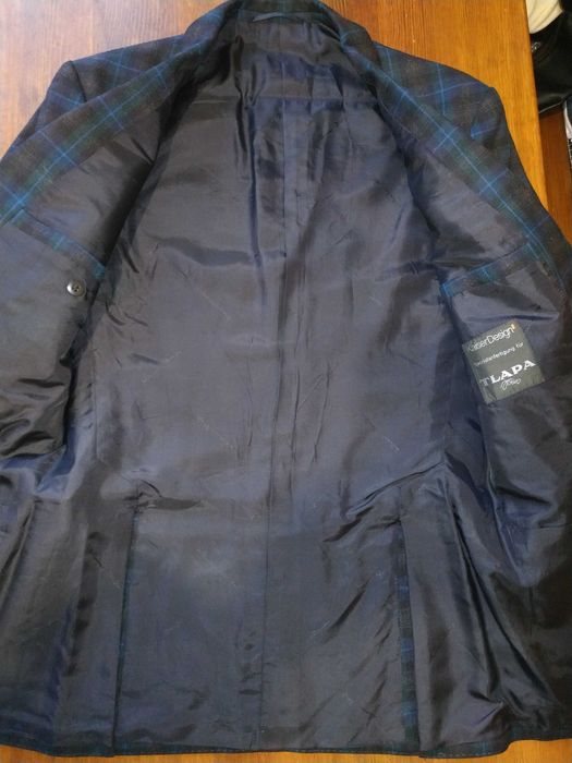 Картатий класичний та стильний чоловічий піджак у клітинку 100% вовна