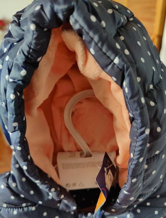 Granatowa kurtka zimowa w groszki dziewczęca r 74 lupilu