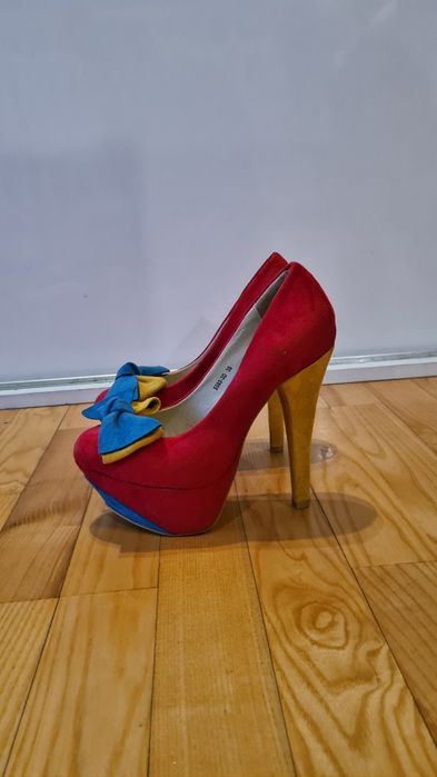 Kolorowe szpilki, czerwone, żółte, niebieskie 35 NOWE