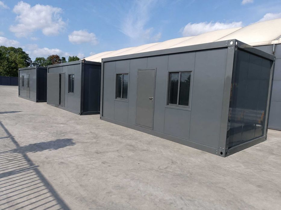 Kontenery antracytowe 6x3m biurowe, budowlane .Solidna rama