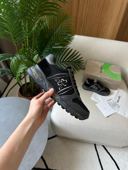 р36-40 Жіночі Кросівки Premiata Lander Total Black/Grey leather