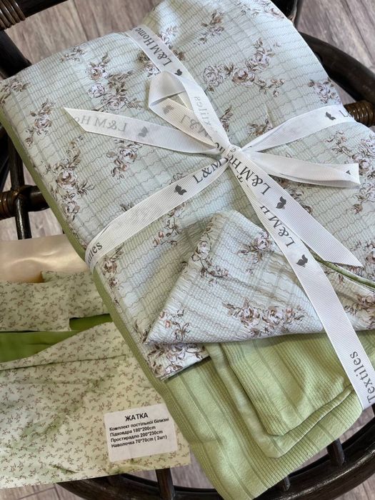 Постельное белье на кровать Муслин-жатка нежная дышащая ткань Постіль