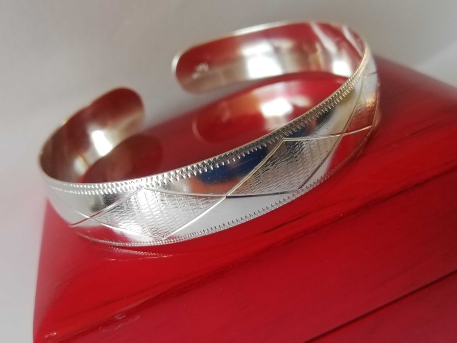 SREBRNA bransoletka klipsowa Polsrebro PRL grawer  p925 PRL