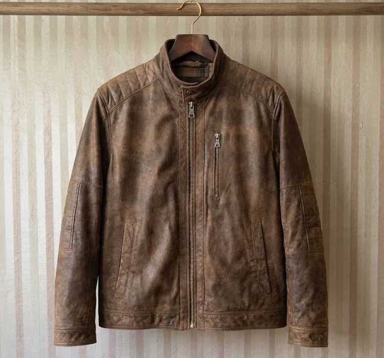 Куртка шкіряна M&S Marks and Spencer натуральна шкіра кожа кожанка кожаная 52 54 L XL XXL