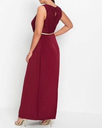 B.P.C. sukienka długa bordowa z koronką r.40