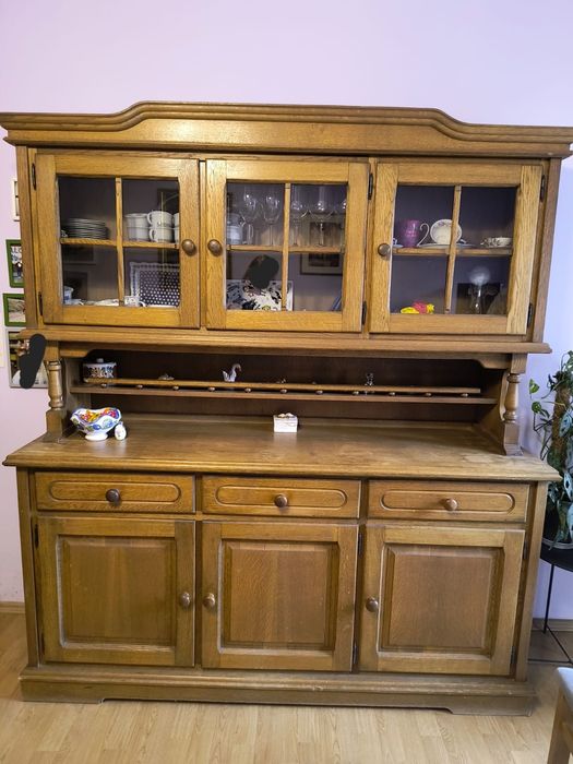 Komplet mebli lata 80te, lite drewno, dąb rustikal