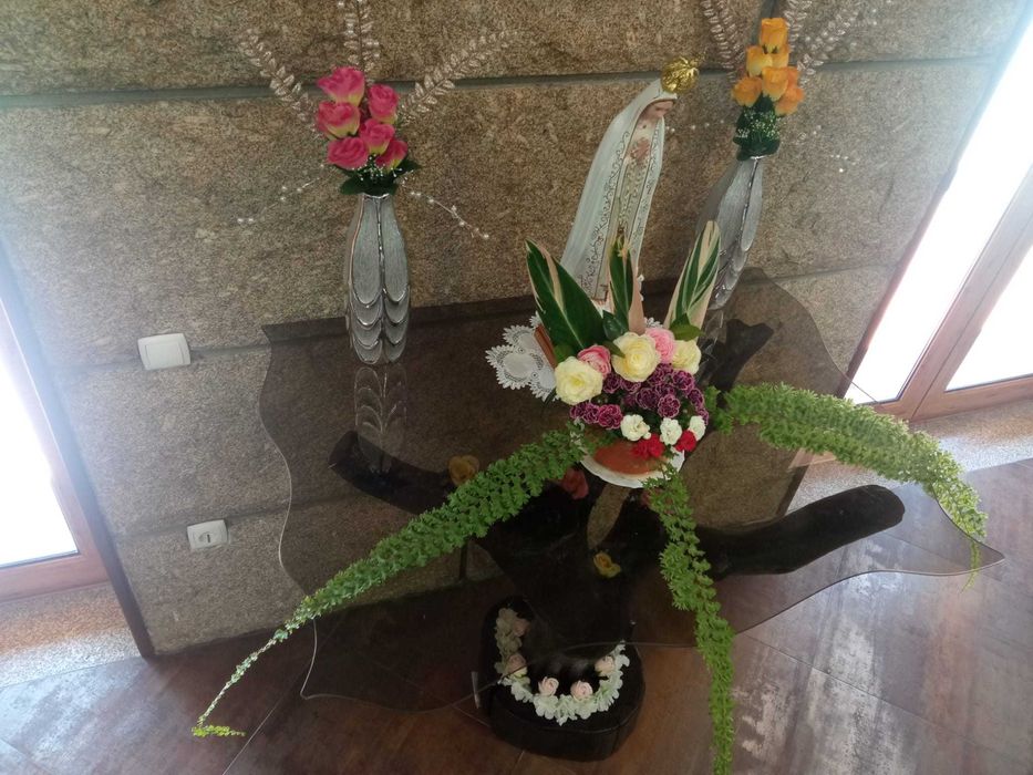 Mesa de Apoio Rustica com vidro