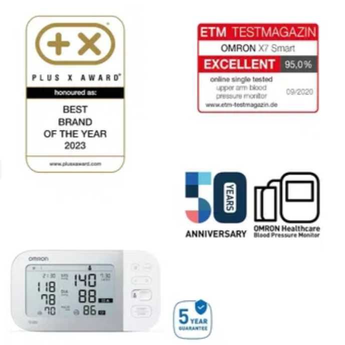 Тонометр Omron X7 Smart AFib з Bluetooth і манжетою Intelli Wrap, новий