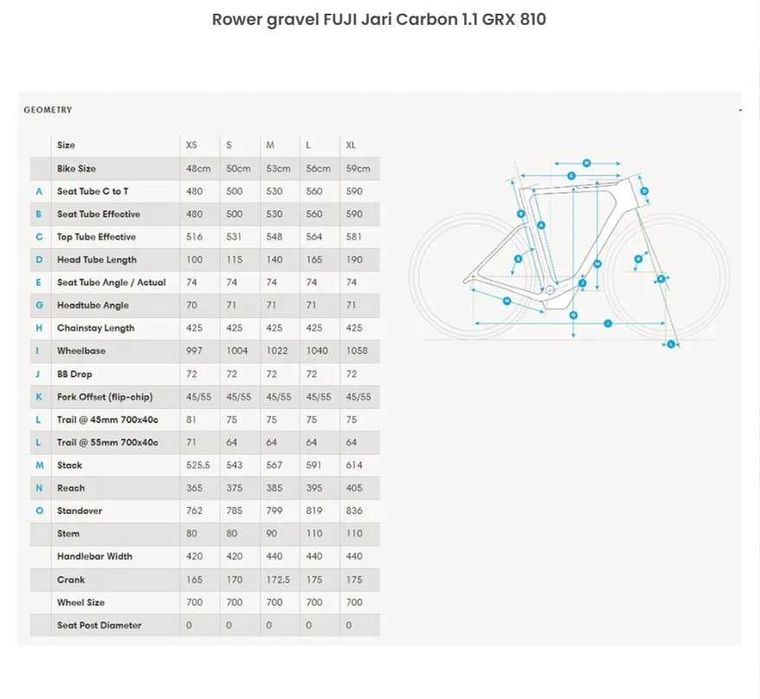 Rower gravel FUJI JARI 1.1 CARBON 59cm (XL) SHIMANO GRX 810 Hydraulika