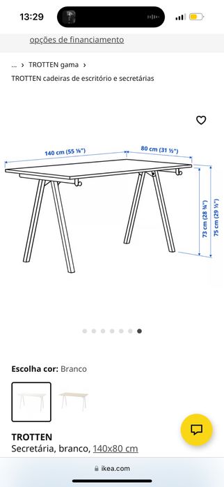 Secretaria branca 140x80 Ikea