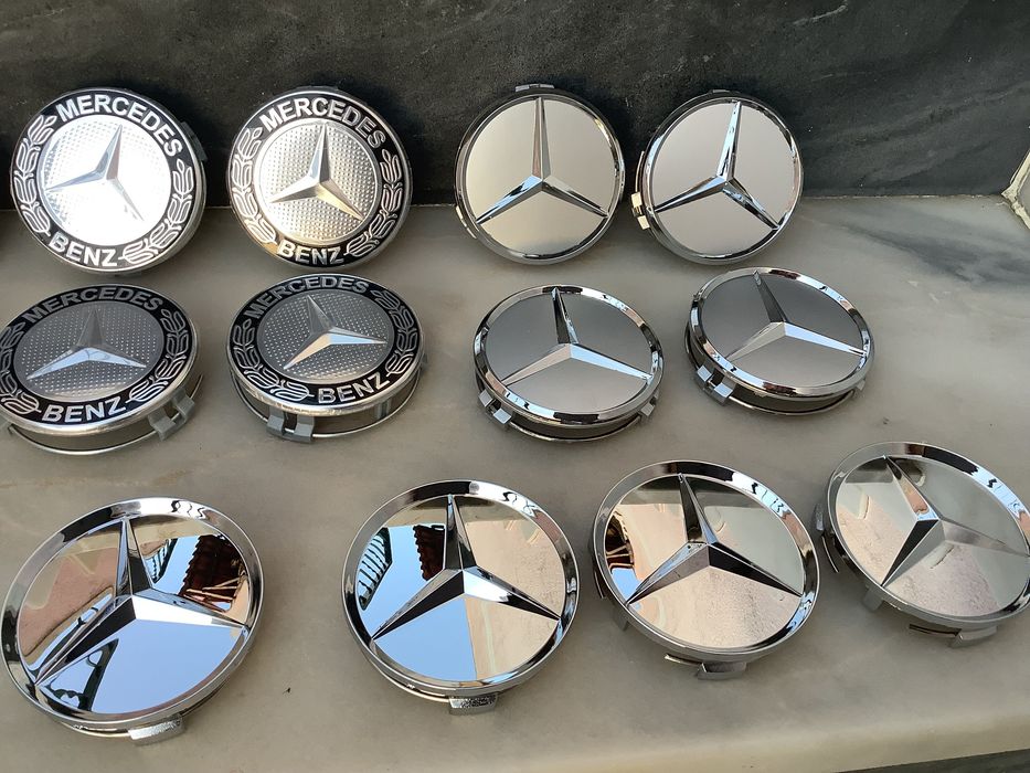 Mercedes 4 emblemas 75mm AMG mala laterais/tapa estrela do capo 57mm