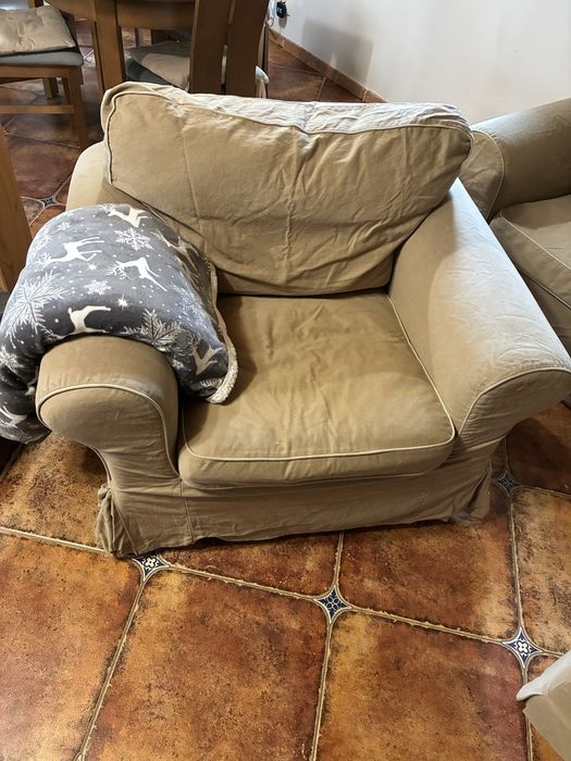 Komplet wypoczynkowy kanapa fotel podnożek  ikea ektorp