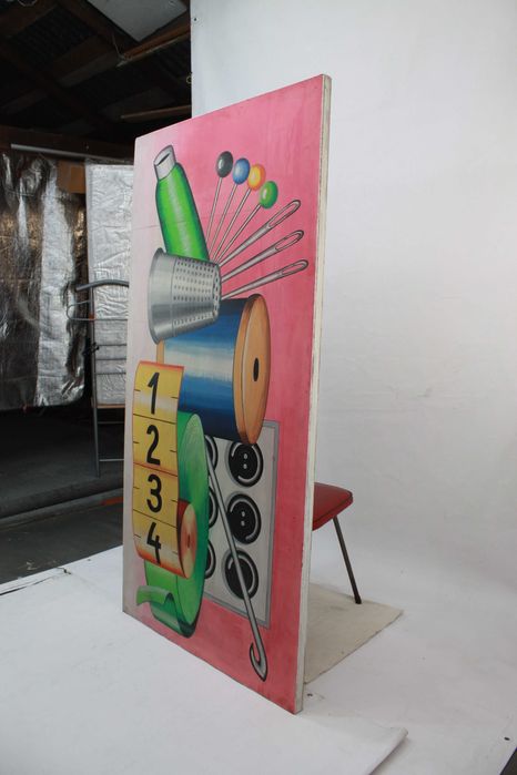 Reklama obraz z PRL 1974r. tempera na desce, unikat,