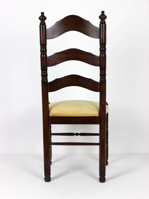 Drewniane krzesła z materialowym obiciem, lata 70.