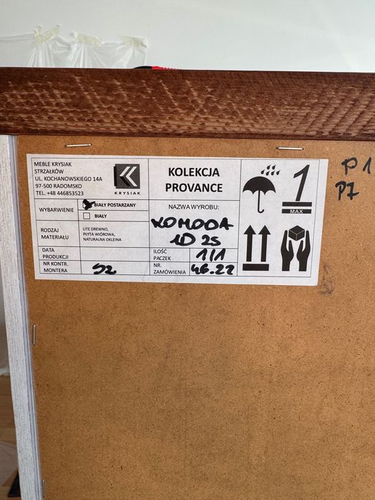 Komoda Krysiak Provance PRO.040.02 1D2S, drewno sosnowe