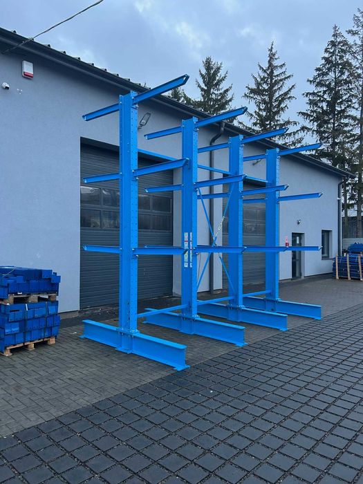 Regały wspornikowe ramię 110cm na dłużyce rury drewno profile H400cm