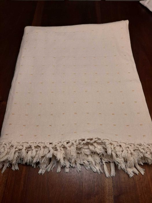 Manta / Colcha com franjas 100% algodão