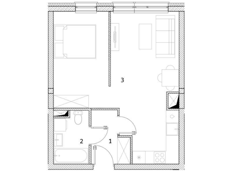 Mieszkanie M7 | 40,96 m² | 1 pokój | Tarnobrzeg, ul. Świętej Barbary