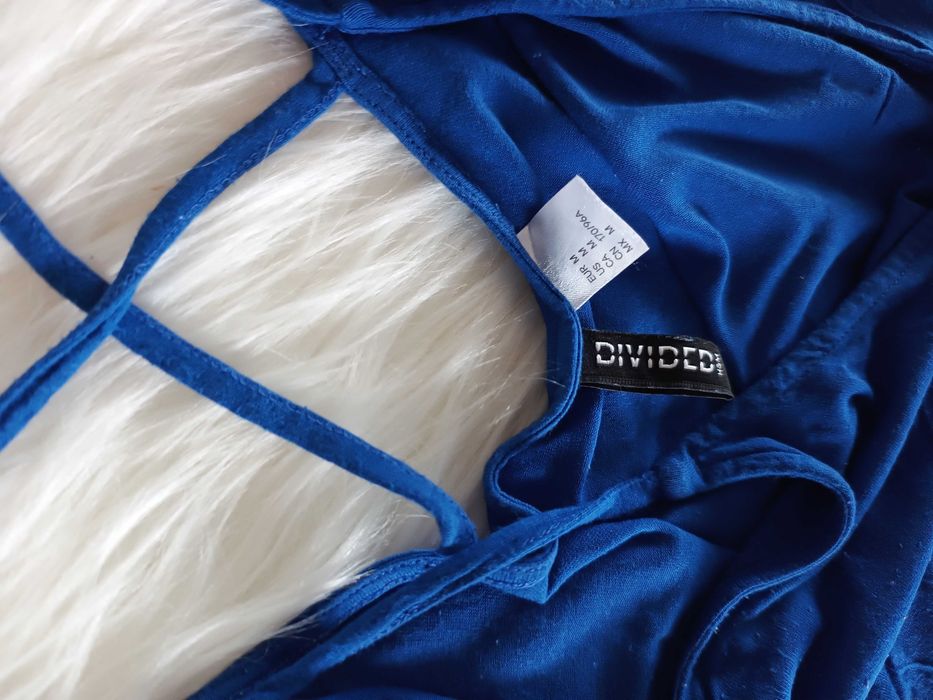 H&M 38M chabrowy kobaltowy granatowy niebieski letni krótki kombinezon