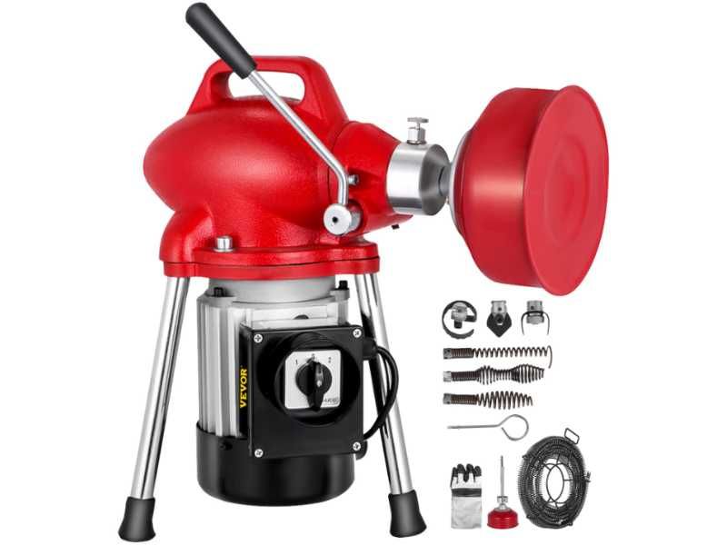 MASZYNA do CZYSZCZENIA RUR odpływów 6 wymiennych końcówek