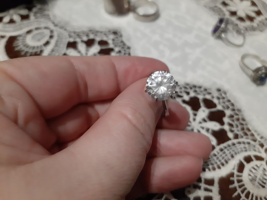 Серебро кольцо аметист, фианиты, циркон