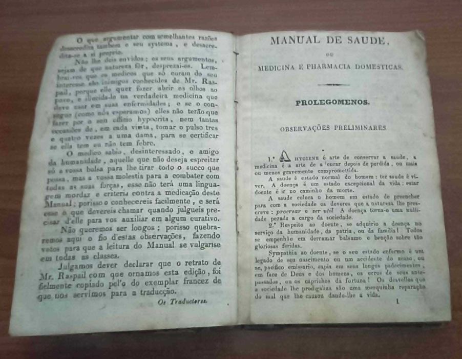 Manual de Saude ou Medicina e pharmacia domesticas de Raspail (1851)