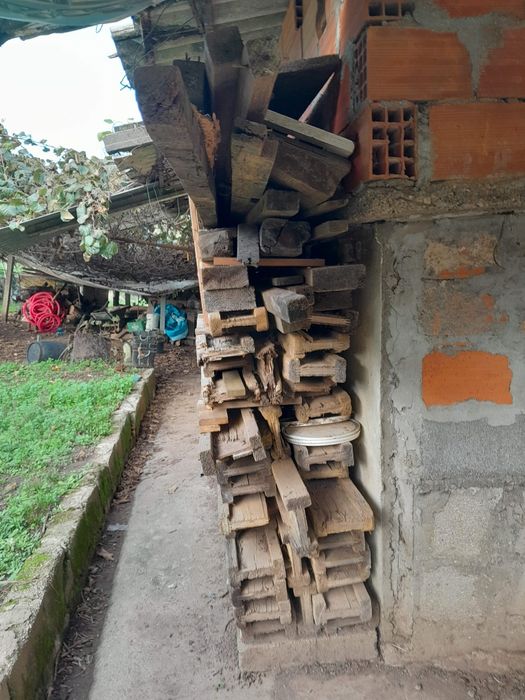 Lote de lenha, casca pinheiro, luvas