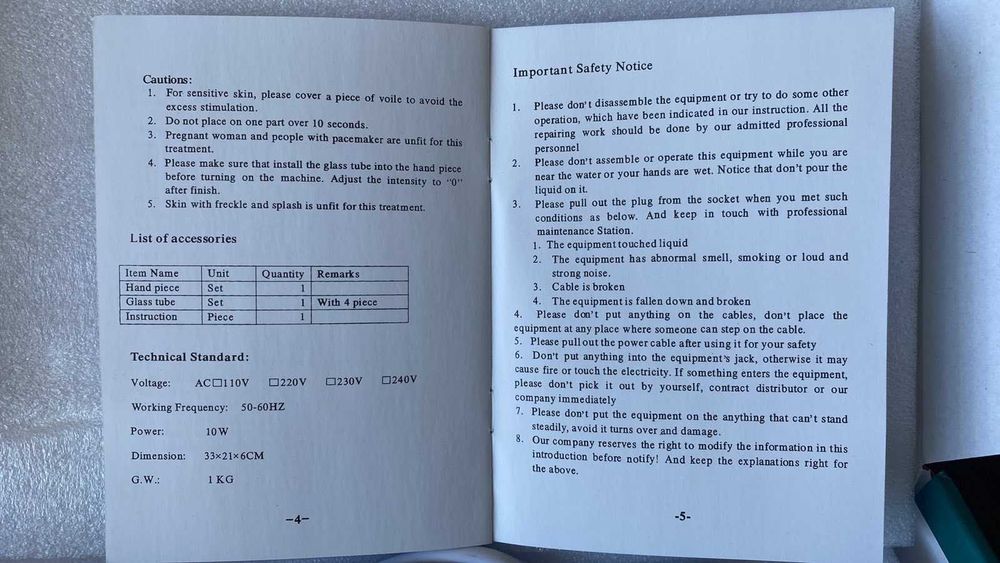 Аппарат дарсонваль LoveLines Portable high frequency LZ 006A 4 насадки