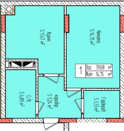 Класна 1-кімнатна квартира у розтермінування з 50% першим внеском