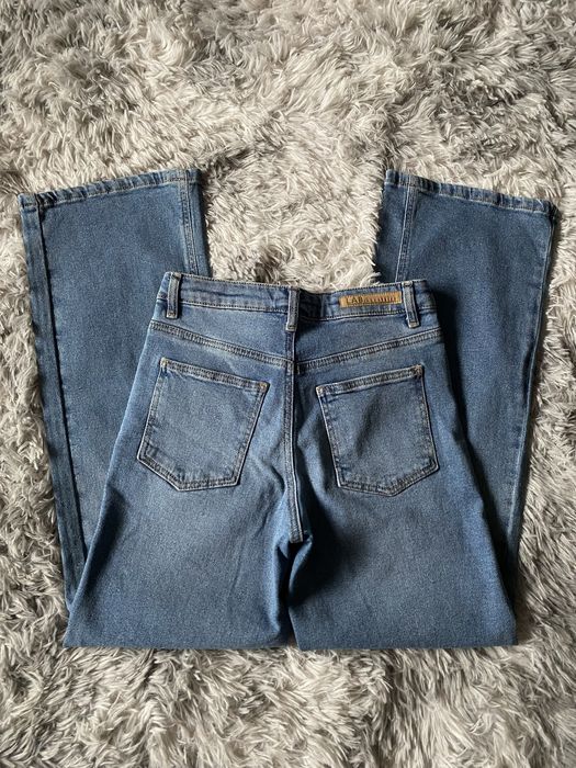 Jeansy z rozdarciami na kolanach szerokie XS 34 lab industries