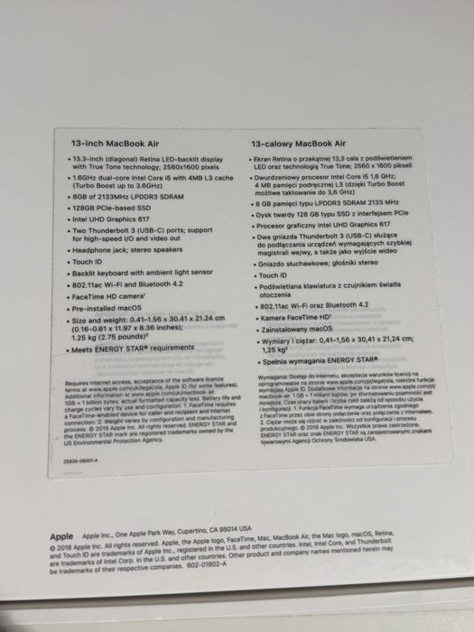Apple MacBook Air 13-calo  A1932