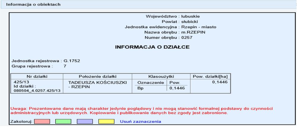 Trzy działki w centrum Rzepina o pow. 35 arów