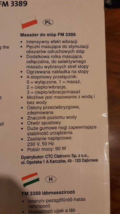 Masażer stóp Clatronic model FM3389 - stan idealny