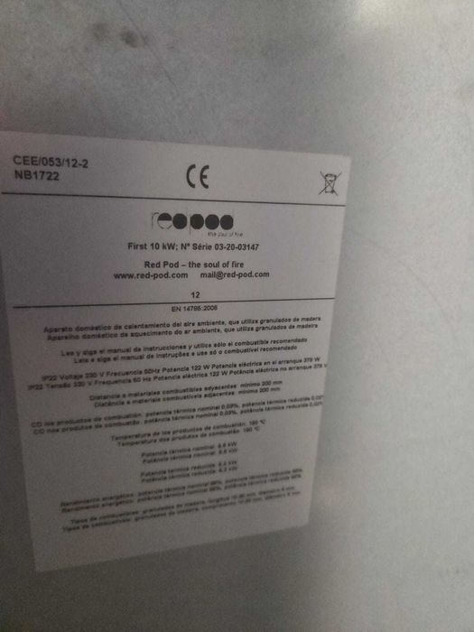 Salamandra a Pellets 10 kw preta otimo estado