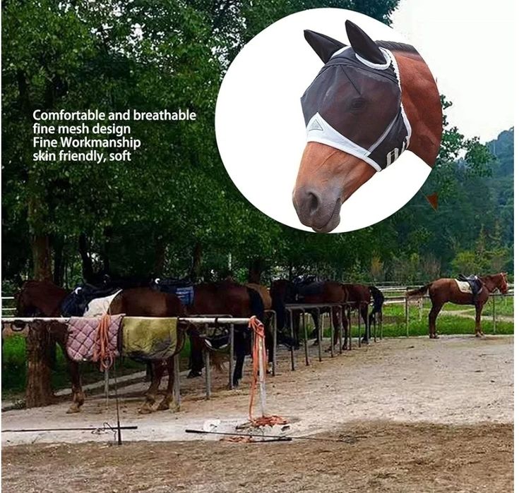 Máscara facial para cavalo (evita moscas)