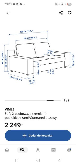 Vimle sofa kanapa Ikea