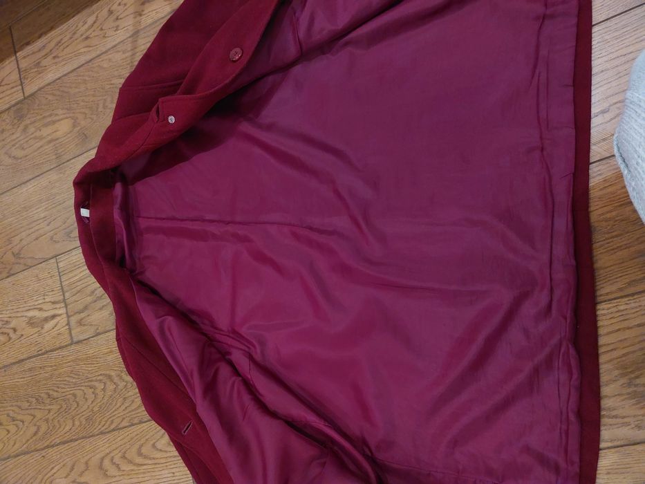 Płaszcz bordowy 7XL 54 wełniany 100% wełna burgund