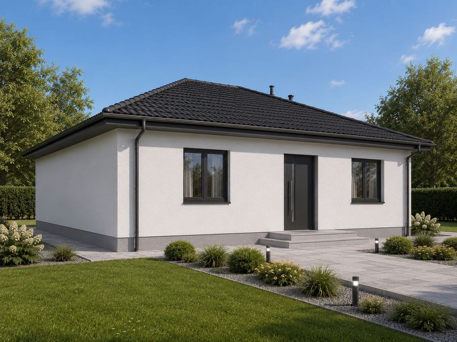 Sprzedam nowy dom Posada, ul. Długosza ( Olesin), powierzchnia zabudowy 78m2 , 2 sypialnie + salon z aneksem kuchennym