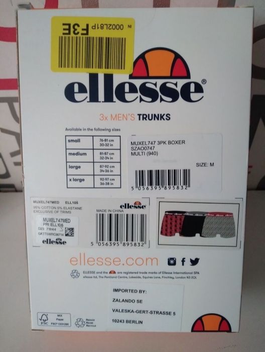 Bokserki Ellesse r. M 3-pack - oryginał