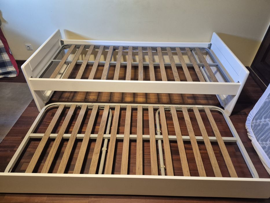 Cama de Solteiro/Casal Branca – Cama Auxiliar com Estrado