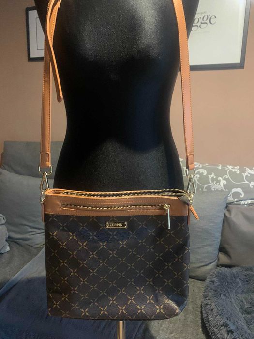 OCHNIK torba torebka listonoszka crossbody logowana brąz camel