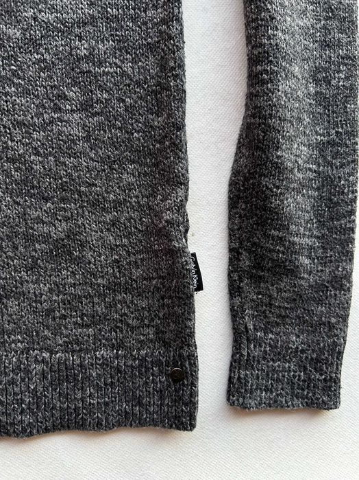 Calvin Klein _ Szary logowany bawełniany melanżowy sweter S