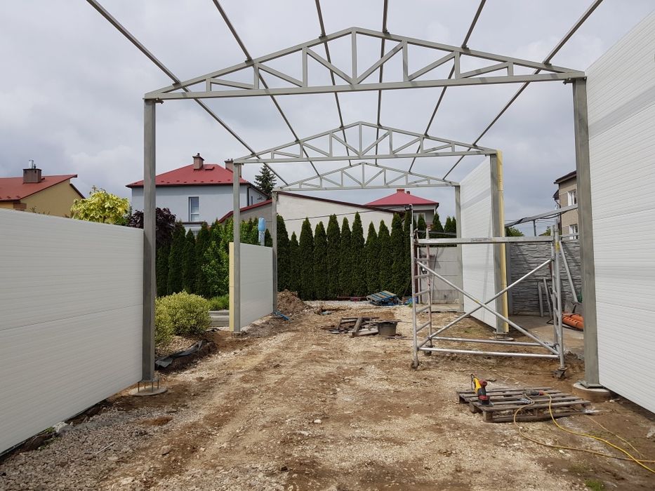 Hala garaż magazyn konstrukcja kratownice dźwigary słupy  6x20x4 laser