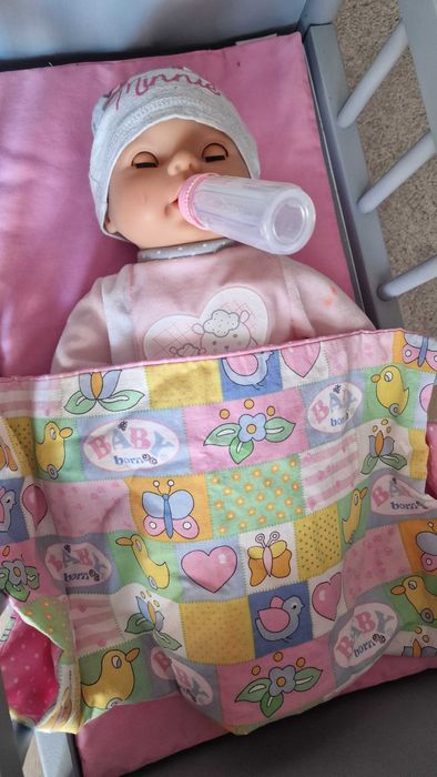 Łóżeczko dla lalki drewniane plus akcesoria