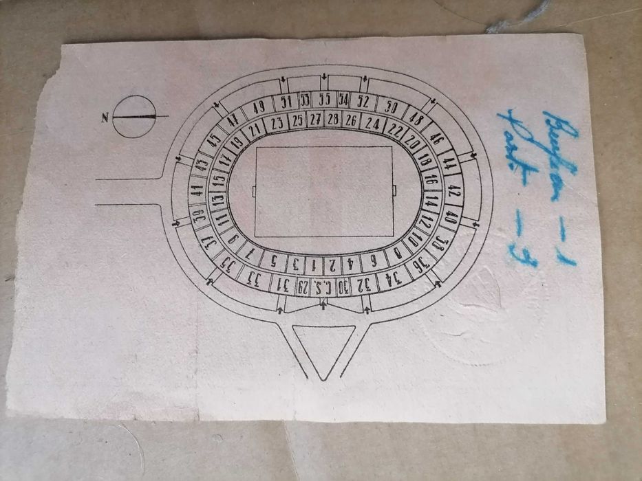 Bilhete e Moldura Equipa do Benfica INAUGURAÇÃO Estádio da Luz 1954