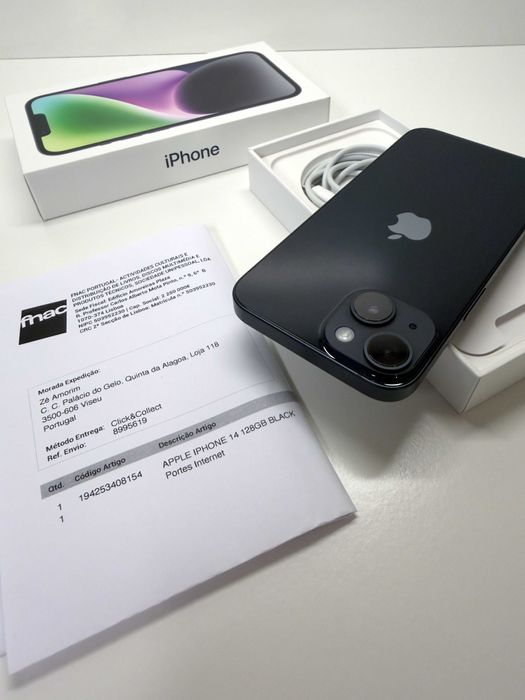 Apple iPhone 14・128GB・Meia-noite (Fatura e Garantia)
