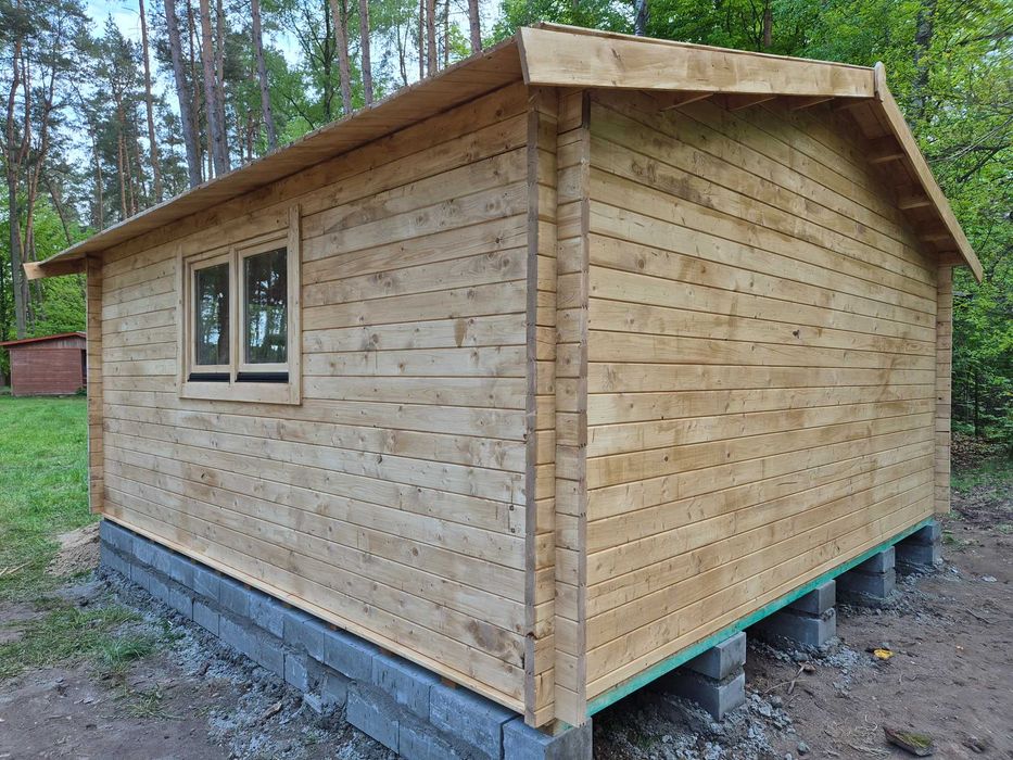 SOLIDNY domek LETNISKOWY drewniany 5m x 5m*25 m2*ściany aż 45 mm*ROD