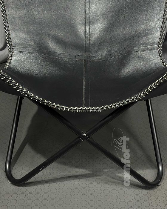 Вінтажне чорне шкіряне крісло-метелик/шкіряні меблі з Європи/вінтаж