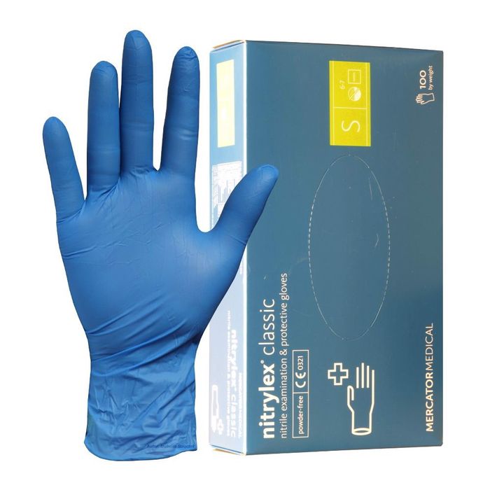 Rękawice nitrylowe niebieskie s mercator 100szt